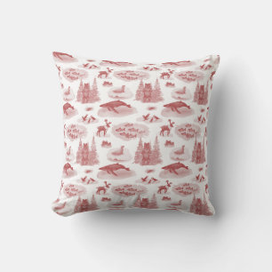 Alaska Animal Toile Throw Pillow (Brick Red)