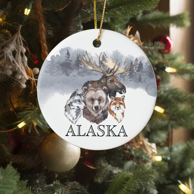 Alaska Animals Bear Wolf Moose  Ceramic Ornament (Creator Uploaded)