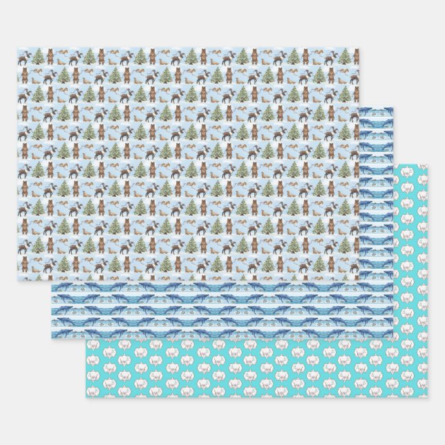Alaska Animals Holiday Wrapping Paper  (Set)