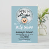 Alaska Baby Shower Funny Blue Boys Invitation (Standing Front)