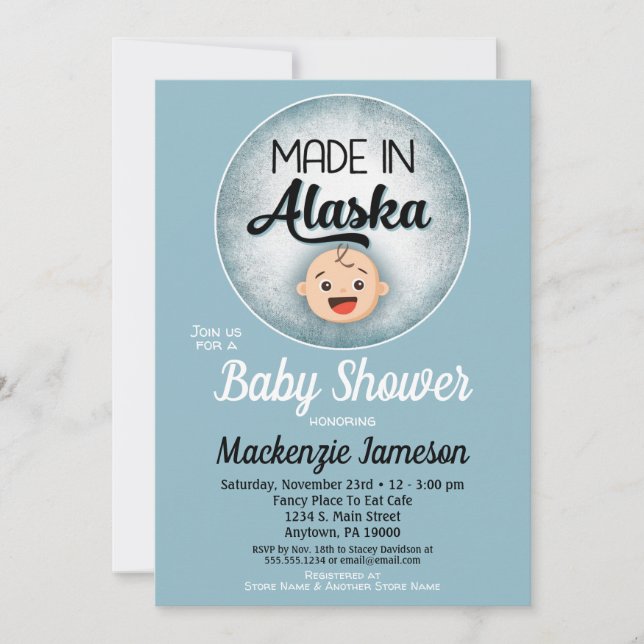 Alaska Baby Shower Funny Blue Boys Invitation (Front)