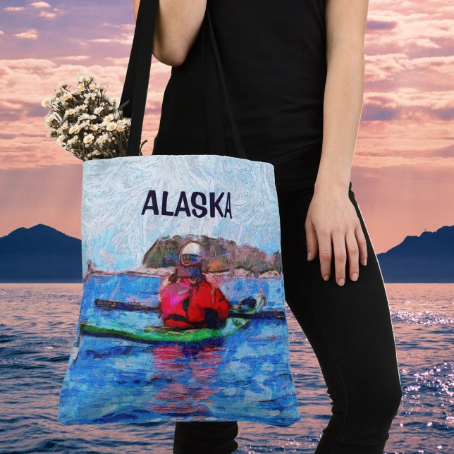 Alaska Barenoff Islands Kayaking Painterly Tote Bag (Creator Uploaded)