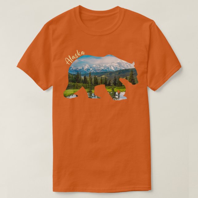 Alaska Bear - Grizzly Bear With Alaska Mountains41 T-Shirt (Design Front)