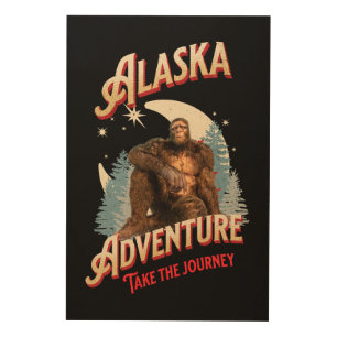 Alaska Bigfoot Adventure Retro Wilderness Art