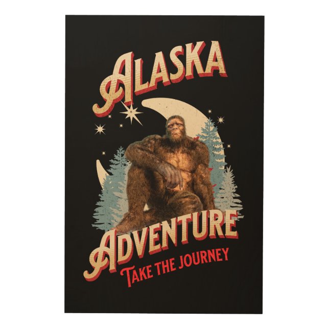 Alaska Bigfoot Adventure Retro Wilderness Art (Front)