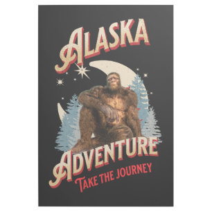 Alaska Bigfoot Adventure Retro Wilderness Art