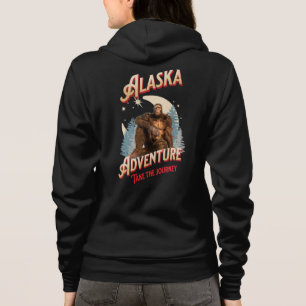 Alaska Bigfoot Adventure Retro Wilderness Art Hoodie