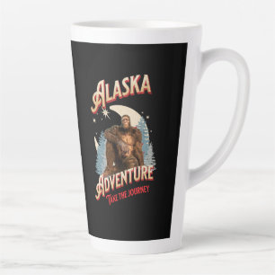 Alaska Bigfoot Adventure Retro Wilderness Art Latte Mug