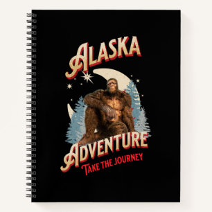Alaska Bigfoot Adventure Retro Wilderness Art Notebook