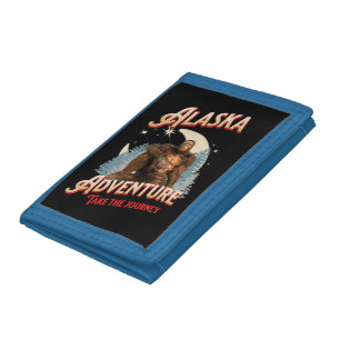 Alaska Bigfoot Adventure Retro Wilderness Art Tri-fold Wallet