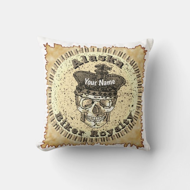 Alaska Biker  Throw Pillow (Front)