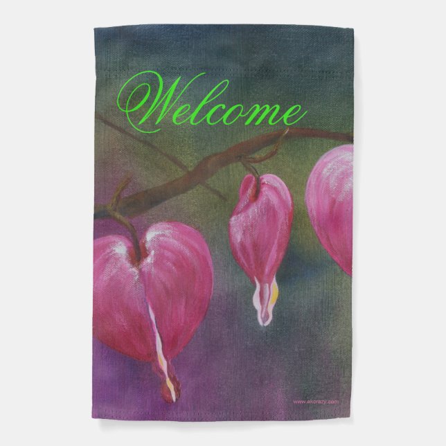 Alaska Bleeding Hearts / Peony Welcome Garden Flag (Front)