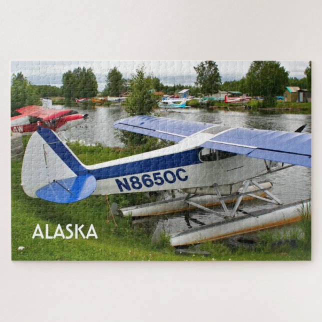 Alaska: Blue and white float plane, Lake Hood  Jigsaw Puzzle (Horizontal)