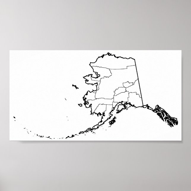 Alaska Boroughs Blank Outline Map Poster (Front)