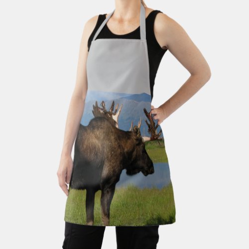 Alaska Bull Moose Antlers Color Designed Apron