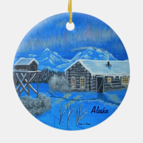 Alaska Bush Homestead Ceramic Ornament