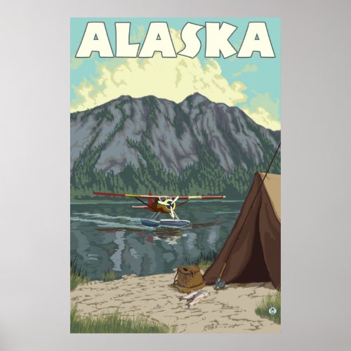 Alaska _ Bush Plane and Fishing Poster
