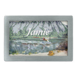 Alaska Bush Plane And Fishing Travel Belt Buckle