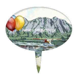 Alaska Bush Plane And Fishing Travel Cake Topper