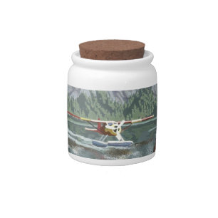 Alaska Bush Plane And Fishing Travel Candy Jar