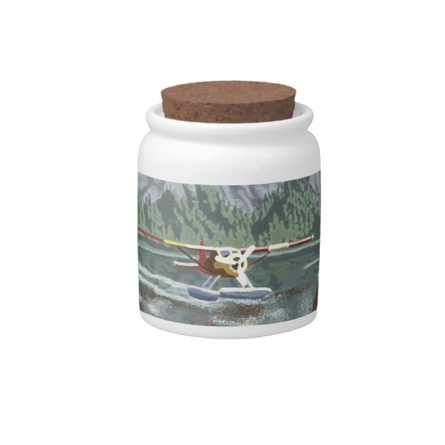 Alaska Bush Plane And Fishing Travel Candy Jar (Front)