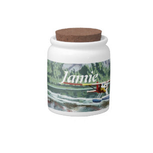 Alaska Bush Plane And Fishing Travel Candy Jar
