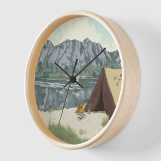 Alaska Bush Plane And Fishing Travel Clock