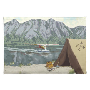 Alaska Bush Plane And Fishing Travel Cloth Placemat