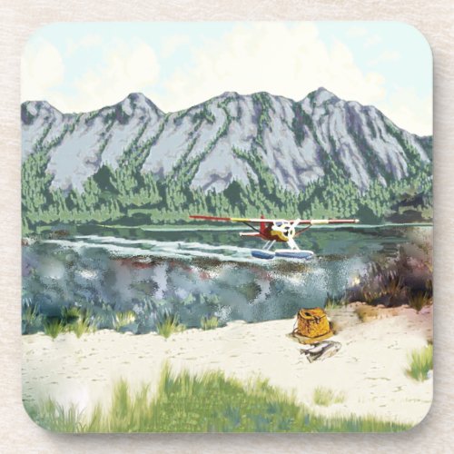 Alaska Bush Plane And Fishing Travel Coaster