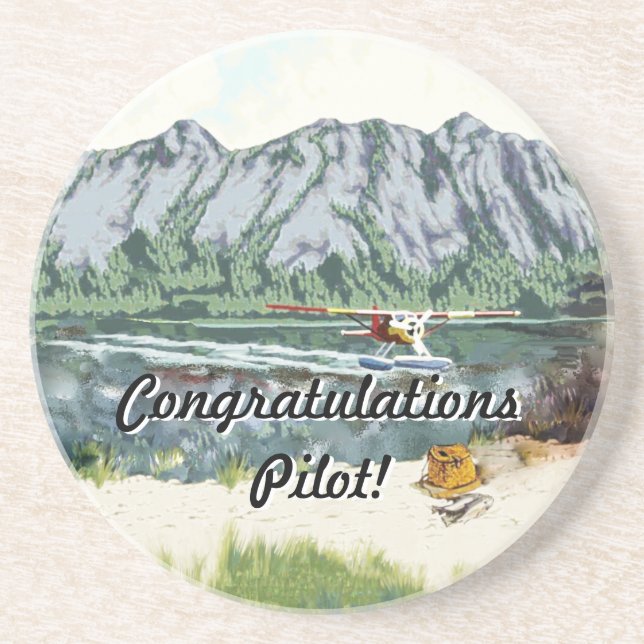 Alaska Bush Plane And Fishing Travel Drink Coaster (Front)
