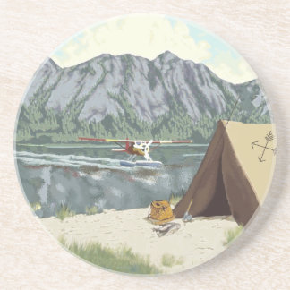 Alaska Bush Plane And Fishing Travel Drink Coaster