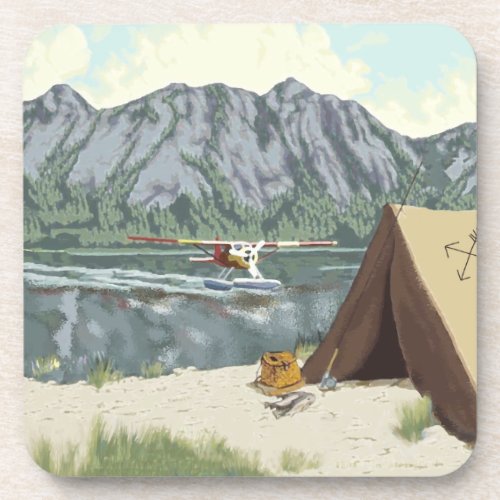 Alaska Bush Plane And Fishing Travel Drink Coaster