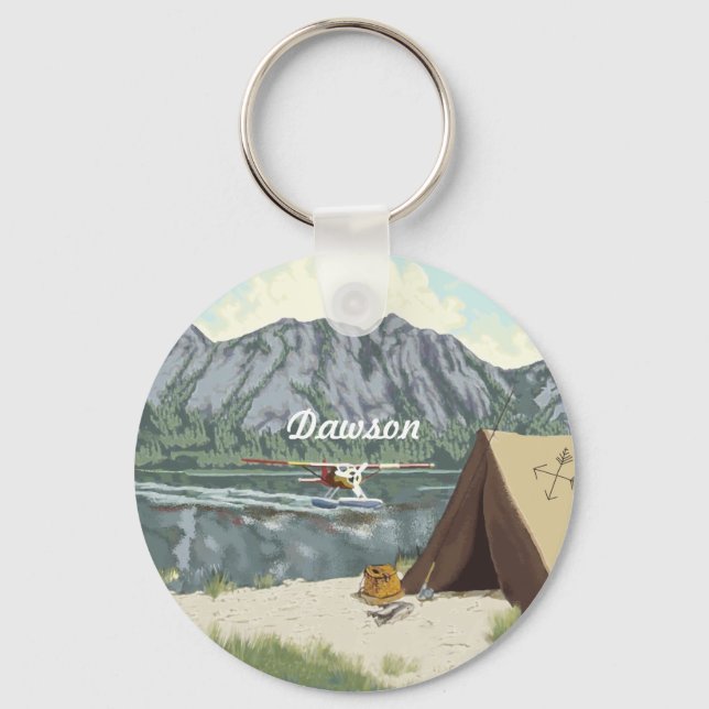 Alaska Bush Plane And Fishing Travel Keychain (Front)