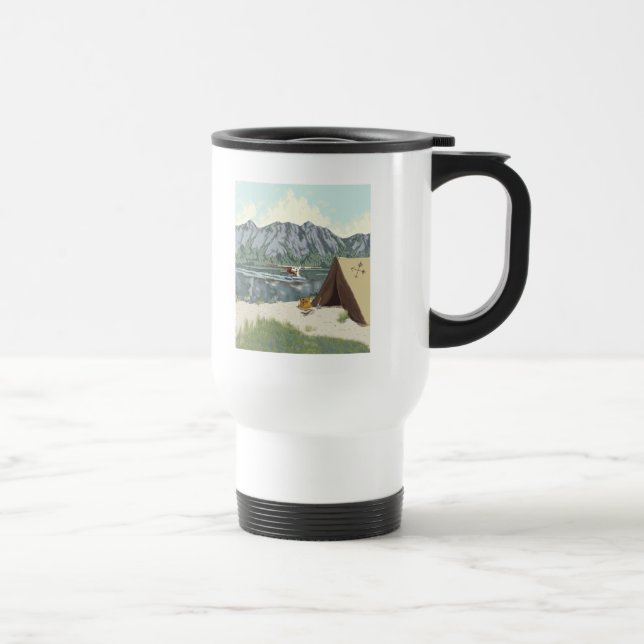 Alaska Bush Plane And Fishing Travel Mug (Right)