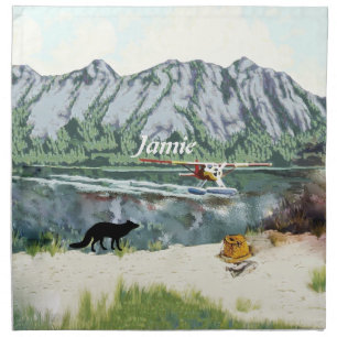 Alaska Bush Plane And Fishing Travel Napkin
