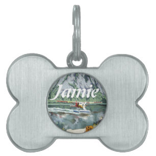 Alaska Bush Plane And Fishing Travel Pet ID Tag