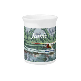 Alaska Bush Plane And Fishing Travel Pitcher