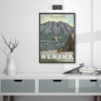 Alaska Bush Plane And Fishing Travel Poster