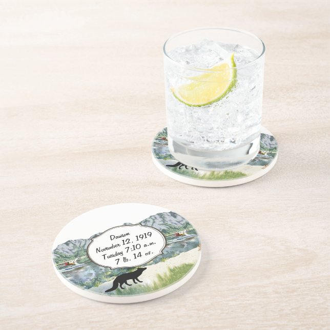 Alaska Bush Plane And Fishing Travel Sandstone Coaster (Side)