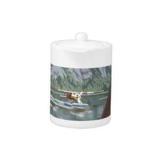 Alaska Bush Plane And Fishing Travel Teapot