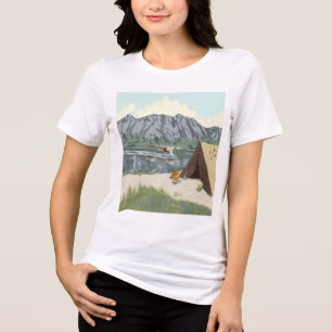Alaska Bush Plane And Fishing Travel Tri-Blend Shirt