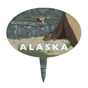 Alaska Bush Plane Party End of Trip Cake Topper