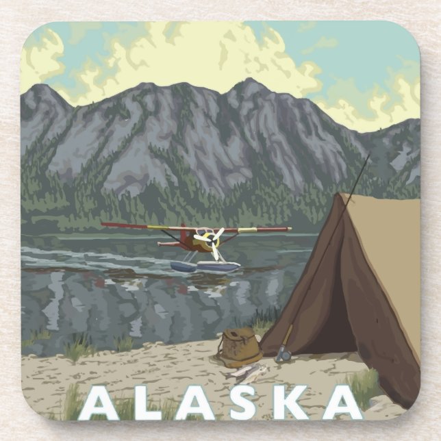 Alaska Bush Plane Souvenirs Drink Coaster (Front)