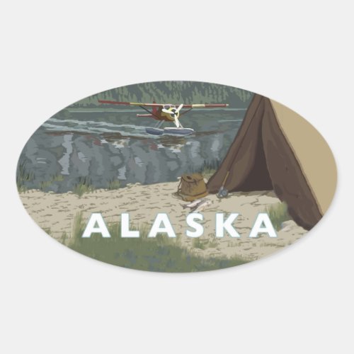 Alaska Bush Plane Souvenirs Oval Sticker