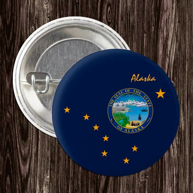 Alaska button, patriotic Alaskan Flag fashion Button (Creator Uploaded)