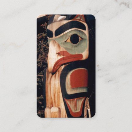 Alaska Carved Wooden Totem Pole Photo Designed Business Card