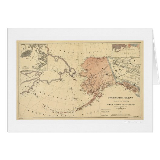 Alaska Ceded By Russia Map 1867 Cards (Front Horizontal)