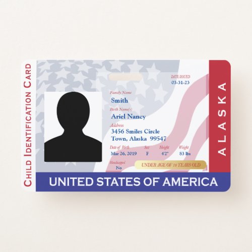 ALASKA _ Child ID Card Badge