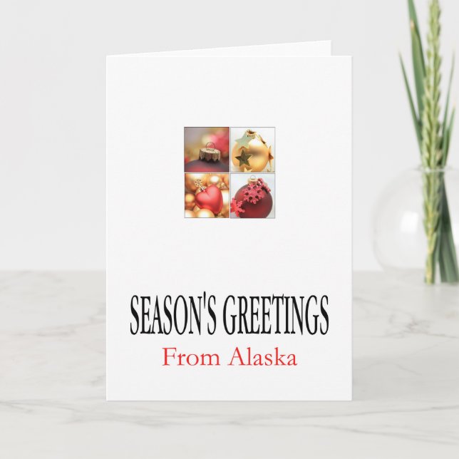 Alaska  Christmas Card, state specific Holiday Card (Front)