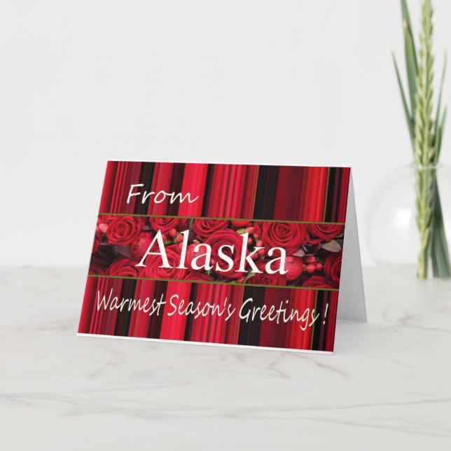 Alaska Christmas Card with roses (Front)